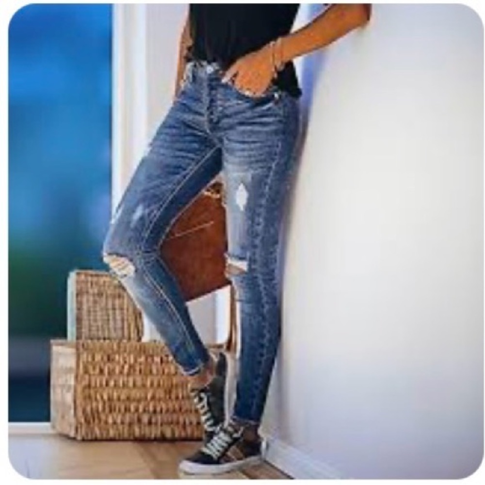 Maurices Blue Distressed Skinny Jeans - size 2
